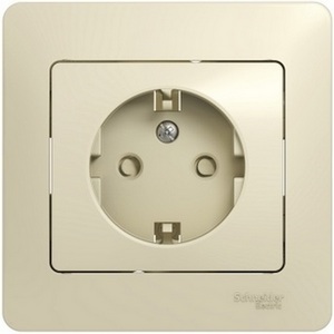 Изображение товара Розетка встраиваемая с заземлением и шторками (бежевый) Systeme Electric Glossa GSL000244