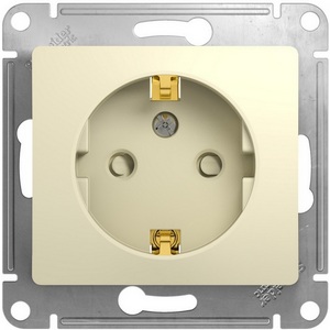 Изображение товара Розетка встраиваемая с заземлением и шторками (бежевый) Systeme Electric Glossa GSL000245