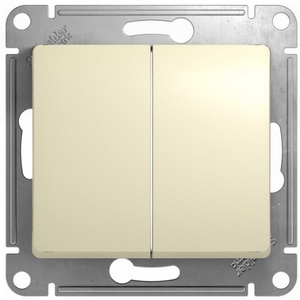 Изображение товара Выключатель встраиваемый двухклавишный (бежевый) Systeme Electric GSL000251