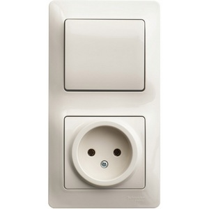 Изображение товара Розетка встраиваемая без заземления с одноклавишным выключателем (бежевый) Systeme Electric Glossa GSL000260