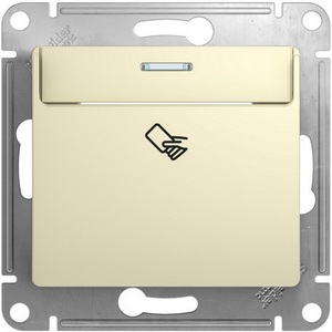 Изображение товара Карточный выключатель одноклавишный с подсветкой встраиваемый (бежевый) Systeme Electric Glossa GSL000269