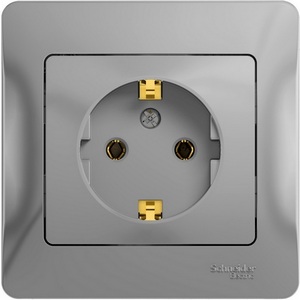 Изображение товара Розетка встраиваемая с заземлением (алюминий) Systeme Electric Glossa GSL000342