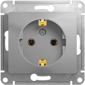 Изображение товара Розетка встраиваемая с заземлением (алюминий) Systeme Electric Glossa GSL000343
