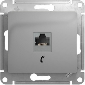 Изображение товара Телефонная розетка встраиваемая RJ-11 (алюминий) Systeme Electric Glossa GSL000381T