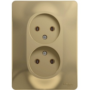 Изображение товара Розетка встраиваемая двойная без заземления (титан) Systeme Electric Glossa GSL000420