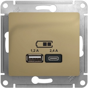 Изображение товара Розетка встраиваемая USB Type A+С (титан) Systeme Electric GSL000439