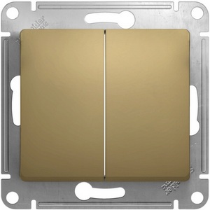 Изображение товара Выключатель встраиваемый двухклавишный (титан) Systeme Electric GSL000465