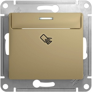Изображение товара Карточный выключатель одноклавишный с подсветкой встраиваемый (титан) Systeme Electric Glossa GSL000469
