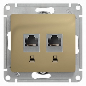 Изображение товара Розетка встраиваемая двойная Ethernet RJ-45 (титан) Systeme Electric GSL000485KK