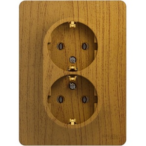 Изображение товара Розетка встраиваемая двойная с заземлением (дуб) Systeme Electric Glossa GSL000524