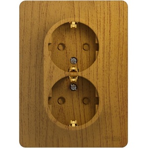 Изображение товара Розетка встраиваемая двойная с заземлением и шторками (дуб) Systeme Electric Glossa GSL000526