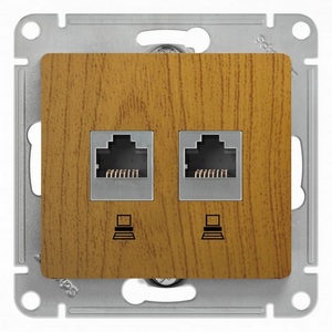 Изображение товара Розетка встраиваемая двойная Ethernet RJ-45 (дуб) Systeme Electric GSL000585KK
