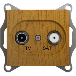 Изображение товара Розетка встраиваемая телевизионнная оконечная TV+SAT (дуб) Systeme Electric Glossa GSL000597