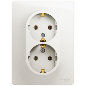 Изображение товара Розетка встраиваемая двойная с заземлением (перламутровый) Systeme Electric Glossa GSL000624