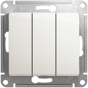 Изображение товара Выключатель встраиваемый трехклавишный (перламутровый) Systeme Electric Glossa GSL000631