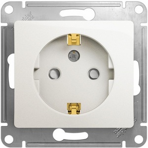 Изображение товара Розетка встраиваемая с заземлением и шторками (перламутровый) Systeme Electric Glossa GSL000645