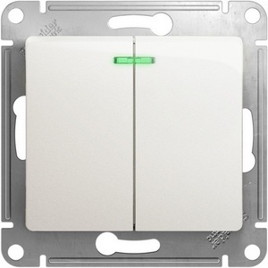 Изображение товара Выключатель встраиваемый двухклавишный с подсветкой (перламутровый) Systeme Electric Glossa GSL000653