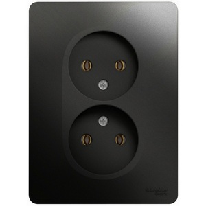 Изображение товара Розетка встраиваемая двойная без заземления (антрацит) Systeme Electric Glossa GSL000720