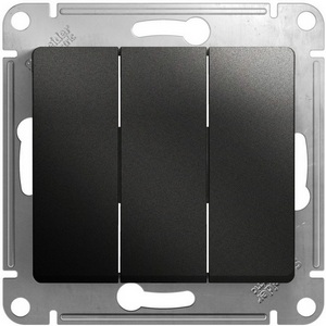 Изображение товара Выключатель встраиваемый трехклавишный (антрацит) Systeme Electric Glossa GSL000731