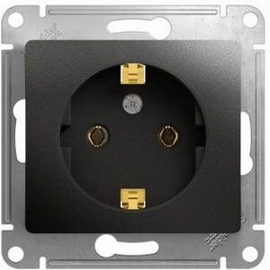 Изображение товара Розетка встраиваемая с заземлением (антрацит) Systeme Electric Glossa GSL000743