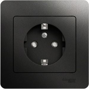 Изображение товара Розетка встраиваемая с заземлением и шторками (антрацит) Systeme Electric Glossa GSL000744