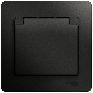 Изображение товара Розетка встраиваемая с заземлением, шторками и крышкой (антрацит) Systeme Electric Glossa GSL000746