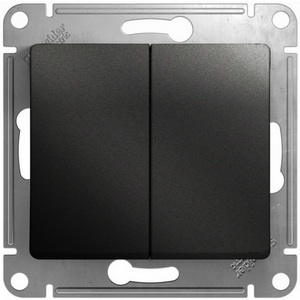 Изображение товара Выключатель встраиваемый двухклавишный (антрацит) Systeme Electric Glossa GSL000751