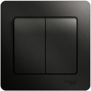 Изображение товара Выключатель встраиваемый двухклавишный (антрацит) Systeme Electric Glossa GSL000752