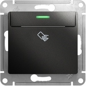 Изображение товара Карточный выключатель одноклавишный с подсветкой встраиваемый (антрацит) Systeme Electric Glossa GSL000769