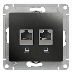 Изображение товара Розетка встраиваемая двойная Ethernet RJ-45 (антрацит) Systeme Electric GSL000785KK
