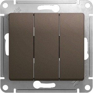 Изображение товара Выключатель встраиваемый трехклавишный (шоколад) Systeme Electric Glossa GSL000831