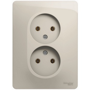 Изображение товара Розетка встраиваемая двойная без заземления (молочный) Systeme Electric Glossa GSL000920