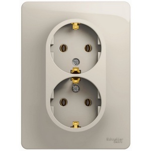 Изображение товара Розетка встраиваемая двойная с заземлением (молочный) Systeme Electric Glossa GSL000924
