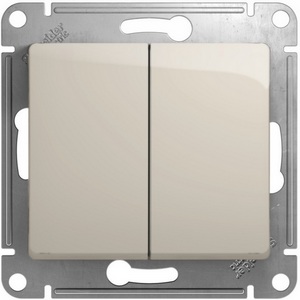 Изображение товара Выключатель встраиваемый двухклавишный (молочный) Systeme Electric Glossa GSL000951