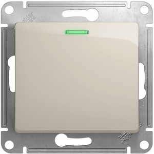 Изображение товара Выключатель встраиваемый одноклавишный с подсветкой (молочный) Systeme Electric Glossa GSL000963