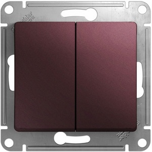 Изображение товара Выключатель встраиваемый двухклавишный (баклажановый) Systeme Electric Glossa GSL001151