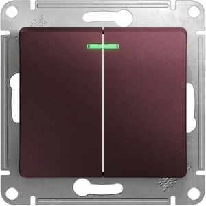 Изображение товара Выключатель встраиваемый двухклавишный с подсветкой (баклажановый) Systeme Electric Glossa GSL001153