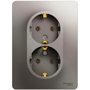 Изображение товара Розетка встраиваемая двойная с заземлением (платина) Systeme Electric Glossa GSL001224