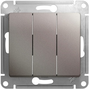 Изображение товара Выключатель встраиваемый трехклавишный (платина) Systeme Electric Glossa GSL001231