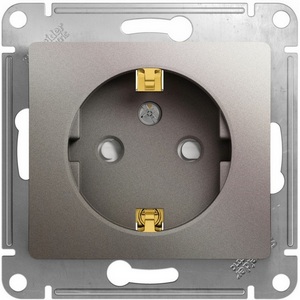 Изображение товара Розетка встраиваемая с заземлением и шторками (платина) Systeme Electric Glossa GSL001245
