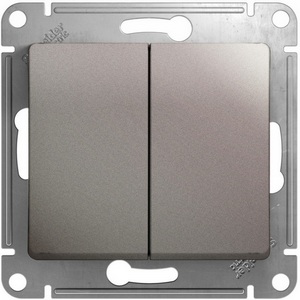 Изображение товара Выключатель встраиваемый двухклавишный (платина) Systeme Electric Glossa GSL001251