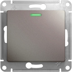 Изображение товара Выключатель встраиваемый одноклавишный с подсветкой (платина) Systeme Electric Glossa GSL001263