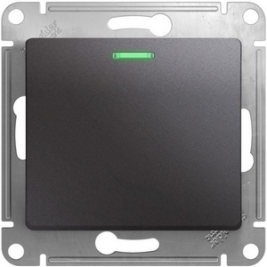 Изображение товара Выключатель встраиваемый одноклавишный с подсветкой (графит) Systeme Electric Glossa GSL001313
