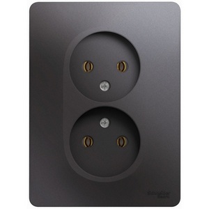 Изображение товара Розетка встраиваемая двойная без заземления (графит) Systeme Electric Glossa GSL001320