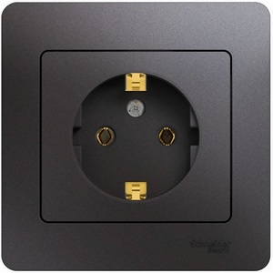 Изображение товара Розетка встраиваемая с заземлением (графит) Systeme Electric Glossa GSL001342