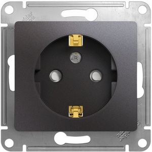 Изображение товара Розетка встраиваемая с заземлением и шторками (графит) Systeme Electric Glossa GSL001345
