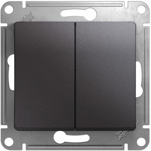 Изображение товара Выключатель встраиваемый двухклавишный (графит) Systeme Electric Glossa GSL001351