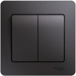 Изображение товара Выключатель встраиваемый двухклавишный (графит) Systeme Electric Glossa GSL001352