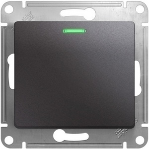 Изображение товара Выключатель встраиваемый одноклавишный с подсветкой (графит) Systeme Electric Glossa GSL001363