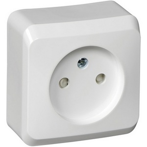 Изображение товара Розетка накладная без заземления со шторками (белый) Systeme Electric Этюд PA16-002B